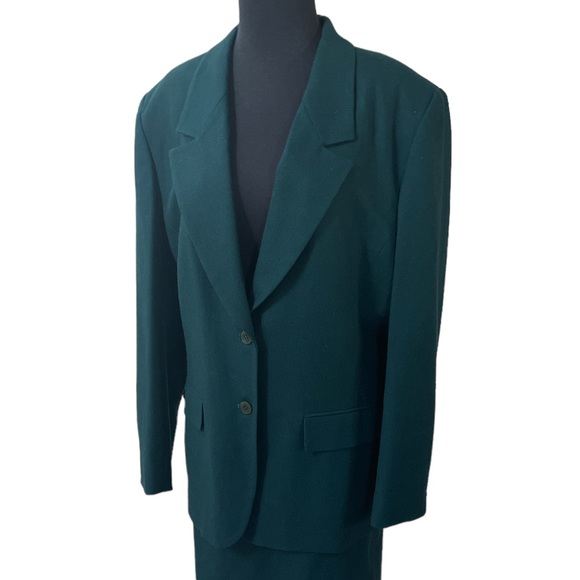Pendleton Classic Virgin Wool Hunter Green 2 Pcs Suit Sz 16 Blazer 14 Skirt Set - Picture 2 of 16